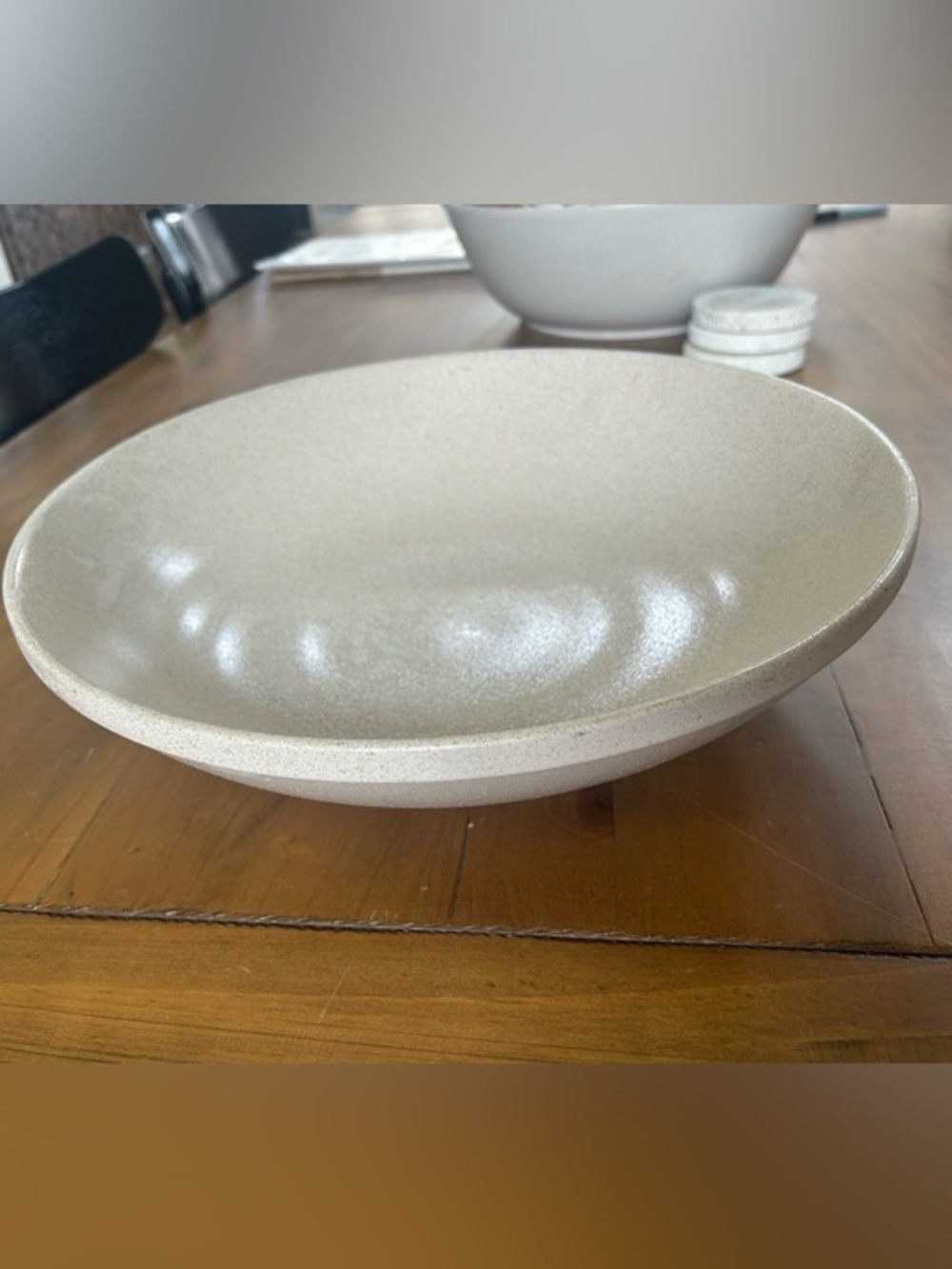 Hearth & Hand Speckled Stoneware Centerpiece Bowl in Neutral Tan